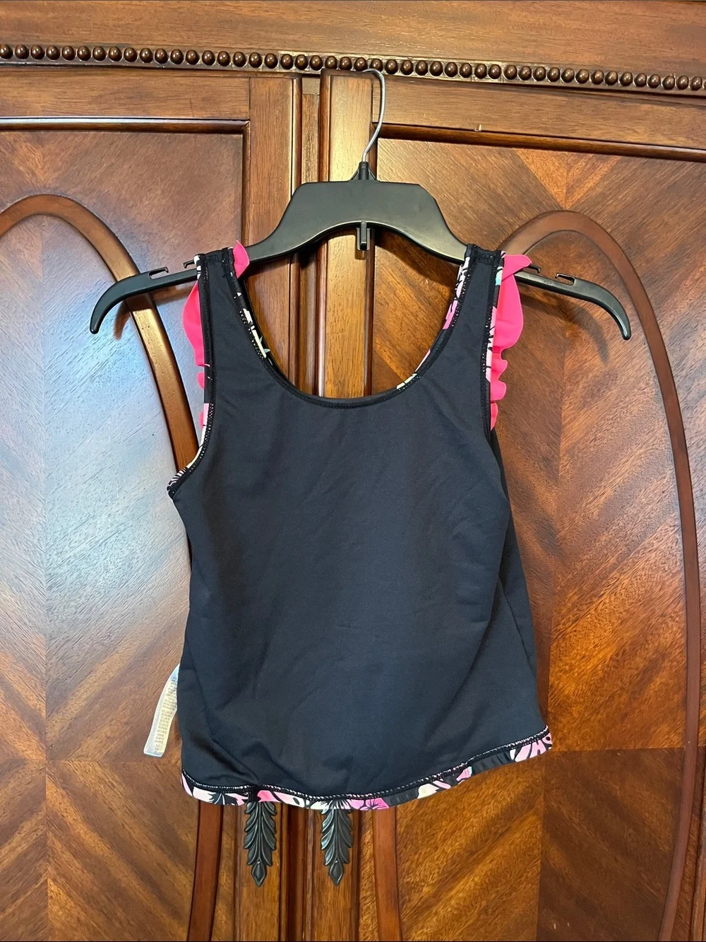 Hurley Black and Hot Pink Floral Two-Piece Swim Set